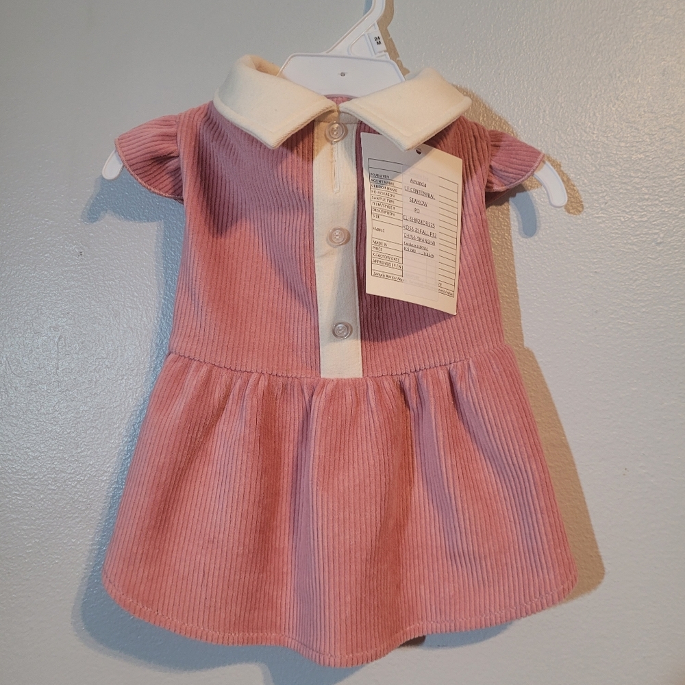 Pink corduroy dress for your little dog.